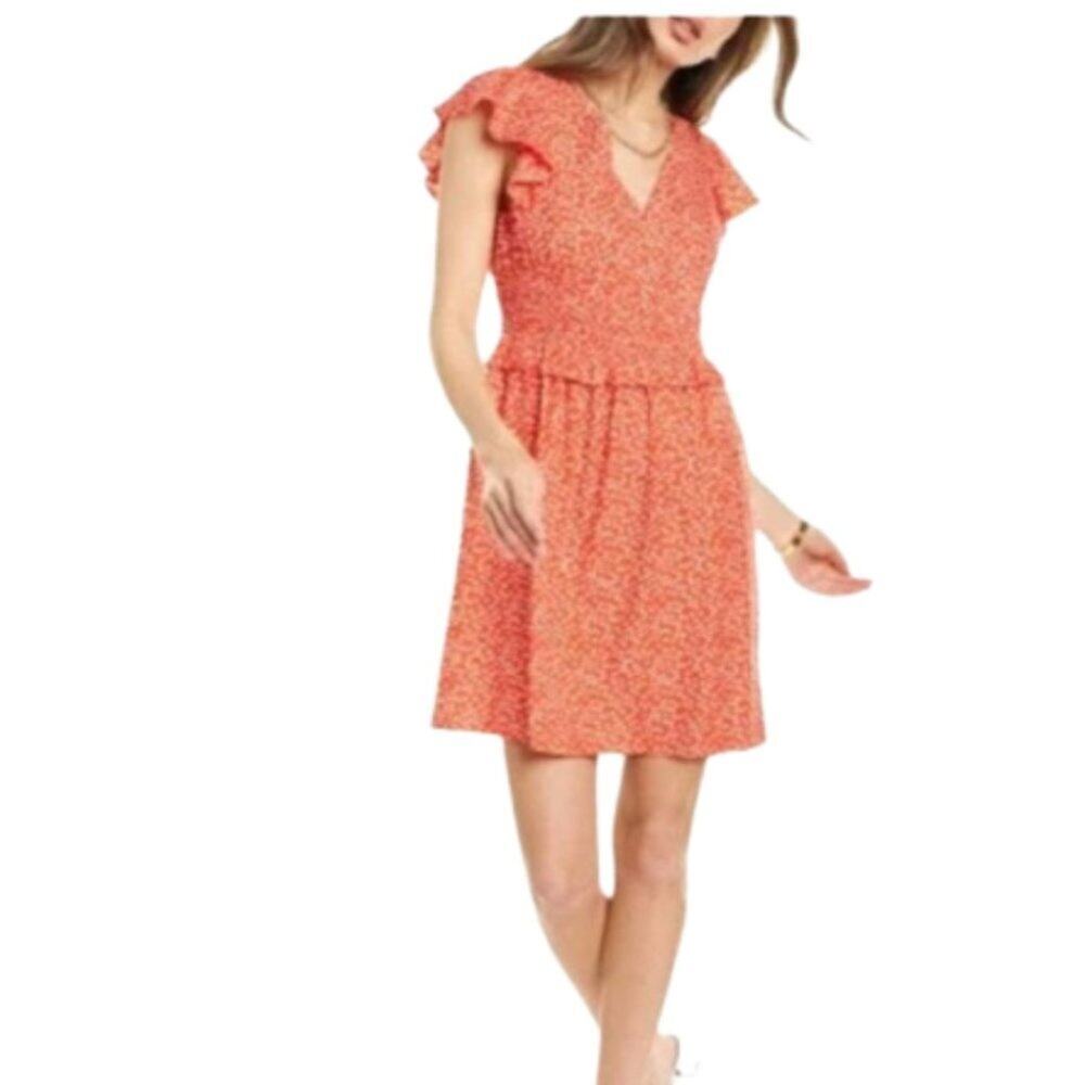 Rebecca Taylor Malia Floral Ruffle mini Dress silk blend size Small